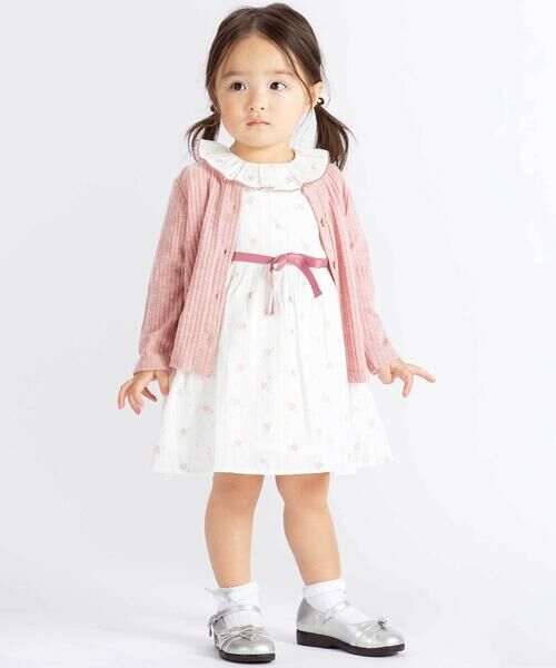 BeBe / べべ ミニ丈・ひざ丈ワンピース | 【お揃い】花柄フリルカラーパフスリーブワンピース(80~100cm) | 詳細2