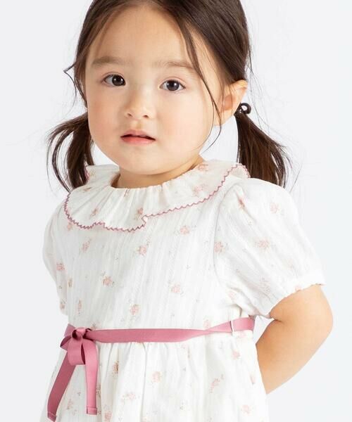 BeBe / べべ ミニ丈・ひざ丈ワンピース | 【お揃い】花柄フリルカラーパフスリーブワンピース(80~100cm) | 詳細3