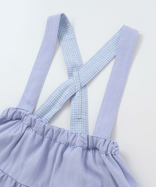 BeBe / べべ ミニ・ひざ丈スカート | 針抜き丸襟長袖ブラウス+サスペンダースカートセット(80~100cm) | 詳細11