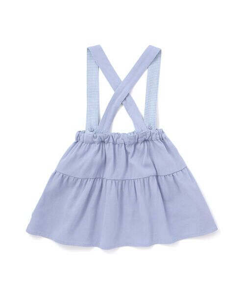 BeBe / べべ ミニ・ひざ丈スカート | 針抜き丸襟長袖ブラウス+サスペンダースカートセット(80~100cm) | 詳細2