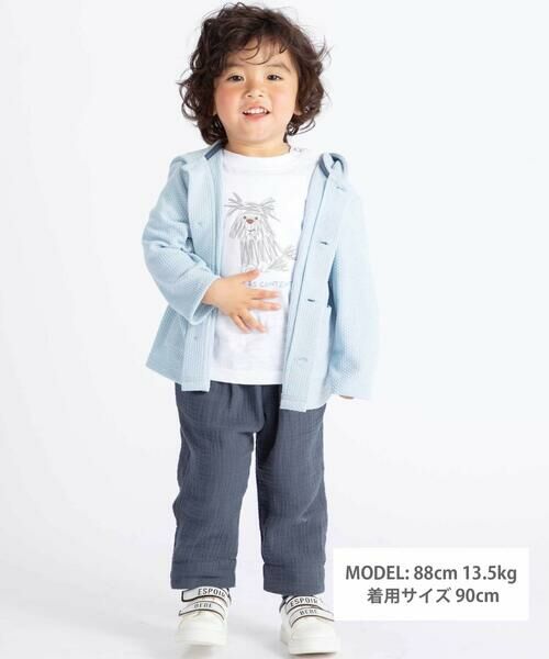 BeBe / べべ カーディガン・ボレロ | メランジワッフルポンポンフード付き長袖カーディガン(80~100cm) | 詳細1