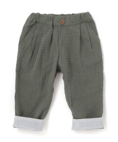 BeBe / べべ チノ・ワークパンツ | コットンガーゼ裾ボーダーロングパンツ(80~100cm)