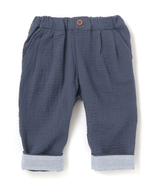 BeBe / べべ チノ・ワークパンツ | コットンガーゼ裾ボーダーロングパンツ(80~100cm) | 詳細3