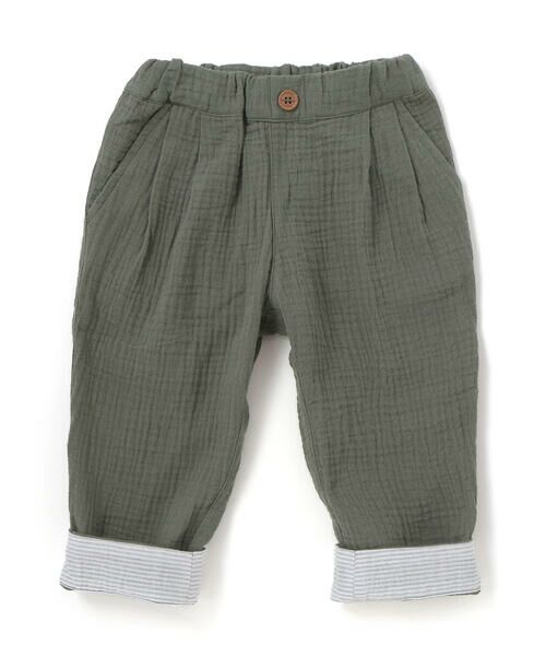 BeBe / べべ チノ・ワークパンツ | コットンガーゼ裾ボーダーロングパンツ(80~100cm) | 詳細6