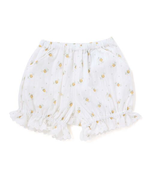 BeBe / べべ ベビー・キッズウエア | 【お揃い】花柄裾レースフリルブルマ(80~90cm)（イエロー系）