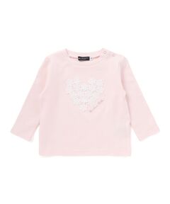 BeBe / べべ Tシャツ | ハートレースモチーフ針抜き長袖Tシャツ(80~100cm)