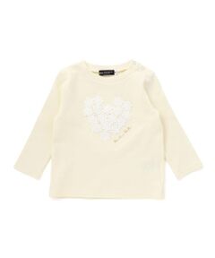 BeBe / べべ Tシャツ | ハートレースモチーフ針抜き長袖Tシャツ(80~100cm)