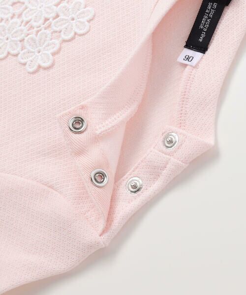 BeBe / べべ Tシャツ | ハートレースモチーフ針抜き長袖Tシャツ(80~100cm) | 詳細6