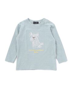 BeBe / べべ Tシャツ | スラブ天竺DOGプリント長袖Tシャツ(80~100cm)