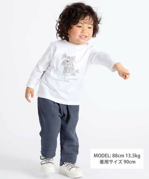 BeBe / べべ Tシャツ | スラブ天竺DOGプリント長袖Tシャツ(80~100cm) | 詳細1