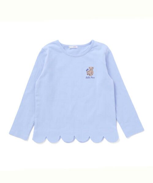 BeBe / べべ Tシャツ | 【抗菌防臭・UVカット】裾スカラップくま刺しゅう天竺長袖Tシャツ(90~130cm) | 詳細1