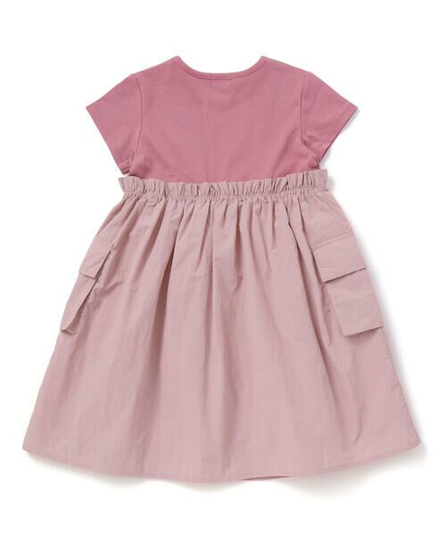 BeBe / べべ ミニ丈・ひざ丈ワンピース | タフタ×天竺ギャザー切り替え半袖ワンピース(80~150cm) | 詳細4