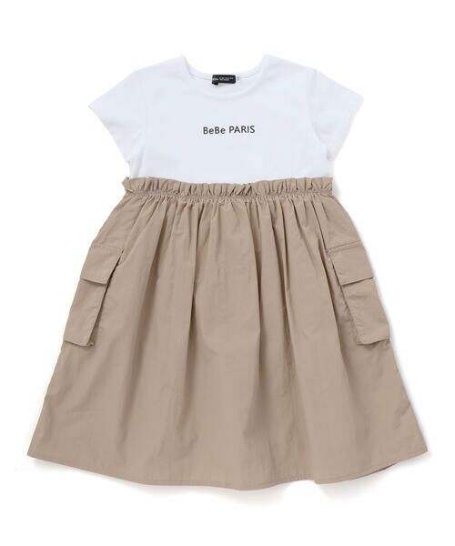 BeBe / べべ ミニ丈・ひざ丈ワンピース | タフタ×天竺ギャザー切り替え半袖ワンピース(80~150cm) | 詳細10