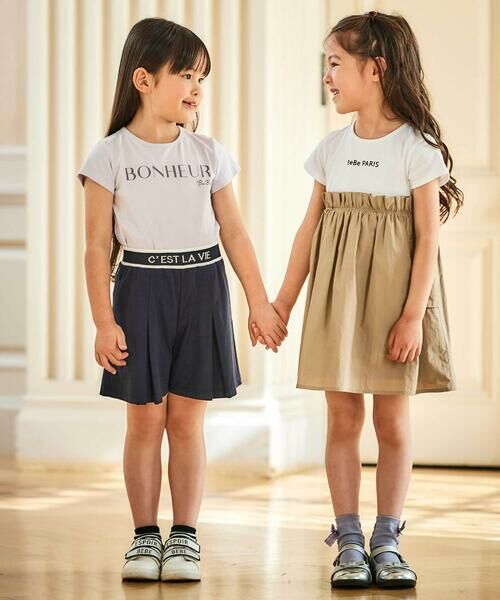 BeBe / べべ ミニ丈・ひざ丈ワンピース | タフタ×天竺ギャザー切り替え半袖ワンピース(80~150cm) | 詳細6