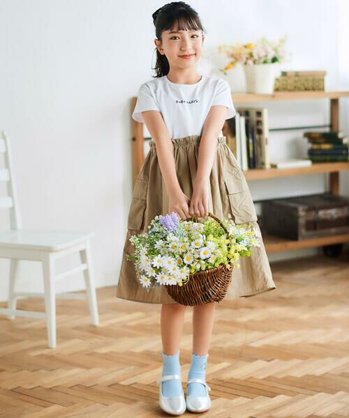 BeBe / べべ ミニ丈・ひざ丈ワンピース | タフタ×天竺ギャザー切り替え半袖ワンピース(80~150cm) | 詳細9