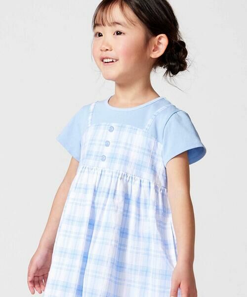 BeBe / べべ ミニ丈・ひざ丈ワンピース | マドラスチェックキャミドッキングワンピース(80~150cm) | 詳細13
