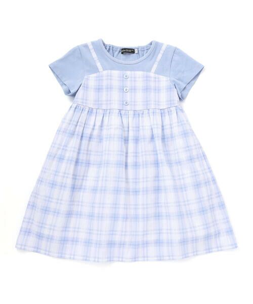BeBe / べべ ミニ丈・ひざ丈ワンピース | マドラスチェックキャミドッキングワンピース(80~150cm) | 詳細14