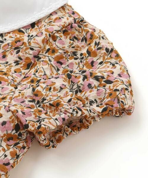 BeBe / べべ ミニ丈・ひざ丈ワンピース | 【DEVEAUX】丸襟ヴィンテージフラワープリントパフスリーブワンピース(100~130cm) | 詳細4