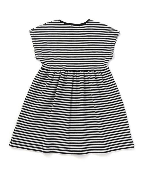 BeBe / べべ ナイロンジャケット | ボーダーギャザーワンピース+シアータフタロングパーカーセット(100~150cm) | 詳細9