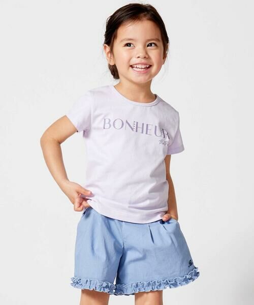 BeBe / べべ シャツ・ブラウス | シアーチェックオーバーシャツ+ロゴ半袖Tシャツセット(100~160cm) | 詳細4