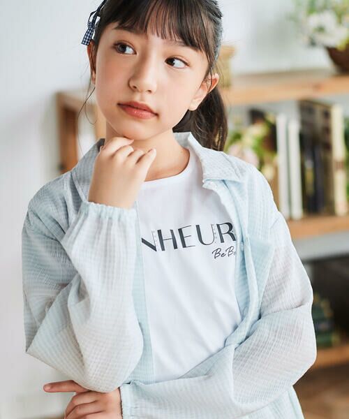 BeBe / べべ シャツ・ブラウス | シアーチェックオーバーシャツ+ロゴ半袖Tシャツセット(100~160cm) | 詳細9