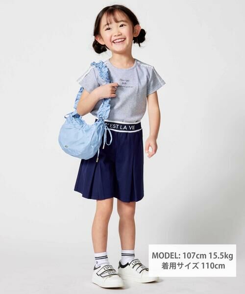 BeBe / べべ ショート・ハーフ・半端丈パンツ | ウエストロゴポンチボックスプリーツキュロットパンツ(90~160cm) | 詳細3