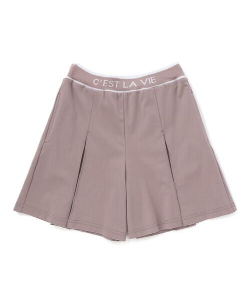 BeBe / べべ ショート・ハーフ・半端丈パンツ | ウエストロゴポンチボックスプリーツキュロットパンツ(90~160cm)（ブラウン）