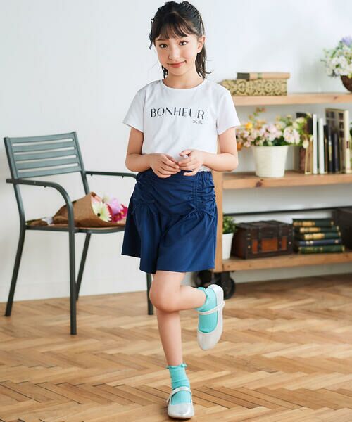 BeBe / べべ ショート・ハーフ・半端丈パンツ | ドロストギャザーシャンブレーキュロットパンツ(90~150cm) | 詳細2