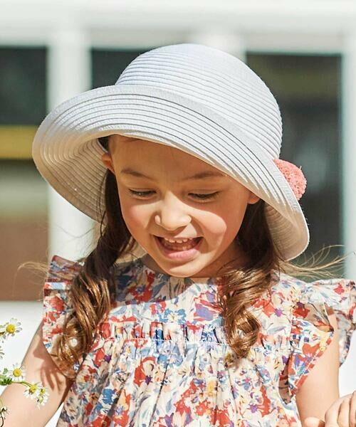 BeBe / べべ ハット | 【アジャスター付】【お揃い】ラフィアポンポンペーパーブレードハット(48~56cm) | 詳細1