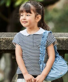 BeBe / べべ Tシャツ | セーラーカラーリブボーダーTシャツ(90~160cm)