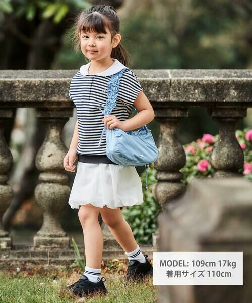 BeBe / べべ Tシャツ | セーラーカラーリブボーダーTシャツ(90~160cm) | 詳細1