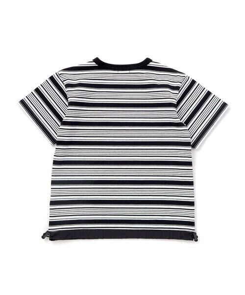BeBe / べべ Tシャツ | ランダムボーダーエンボスロゴ半袖ドロストTシャツ(90~160cm) | 詳細8