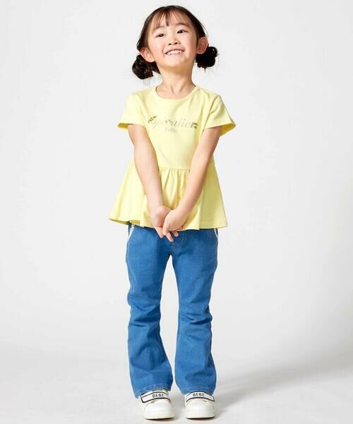 BeBe / べべ Tシャツ | ロゴ刺しゅうペプラムフリル天竺半袖Tシャツ(100~150cm) | 詳細2