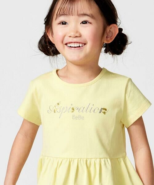 BeBe / べべ Tシャツ | ロゴ刺しゅうペプラムフリル天竺半袖Tシャツ(100~150cm) | 詳細3