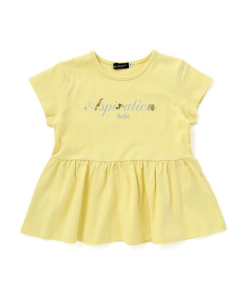 BeBe / べべ Tシャツ | ロゴ刺しゅうペプラムフリル天竺半袖Tシャツ(100~150cm) | 詳細4
