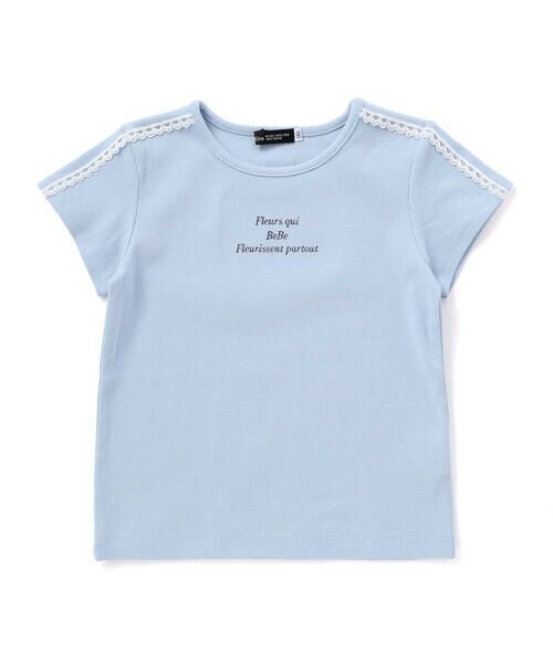 BeBe / べべ Tシャツ | ショルダーラインロゴ刺しゅうテレコ半袖Tシャツ(90~160cm) | 詳細5