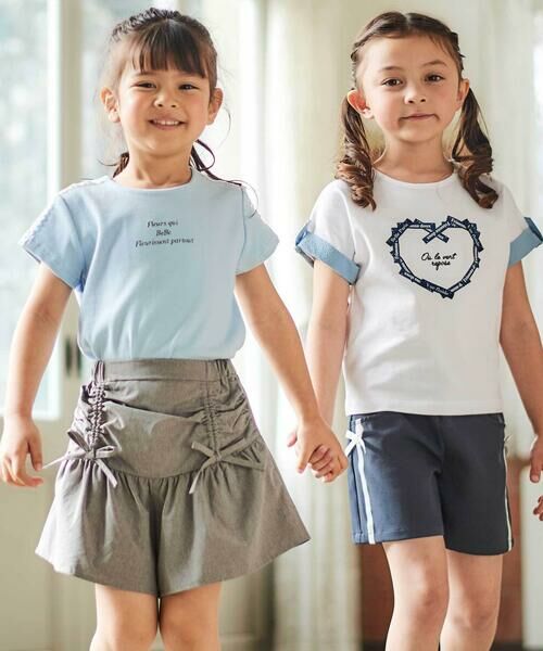 BeBe / べべ Tシャツ | ショルダーラインロゴ刺しゅうテレコ半袖Tシャツ(90~160cm) | 詳細2