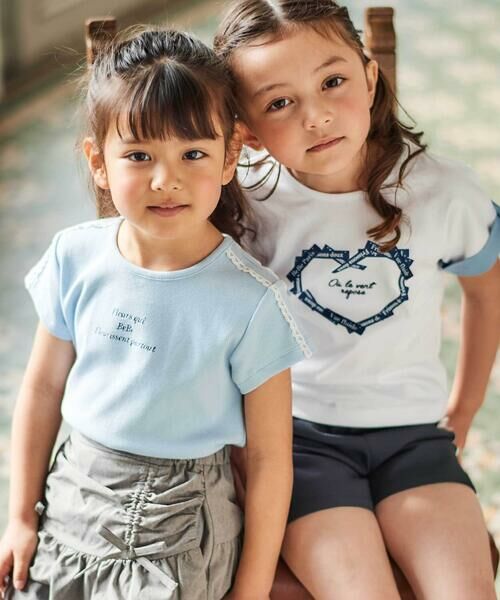 BeBe / べべ Tシャツ | ショルダーラインロゴ刺しゅうテレコ半袖Tシャツ(90~160cm) | 詳細3