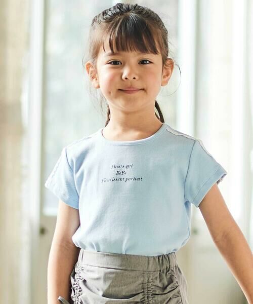 BeBe / べべ Tシャツ | ショルダーラインロゴ刺しゅうテレコ半袖Tシャツ(90~160cm) | 詳細4