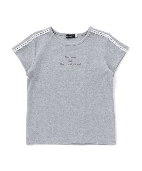 BeBe / べべ Tシャツ | ショルダーラインロゴ刺しゅうテレコ半袖Tシャツ(90~160cm) | 詳細16