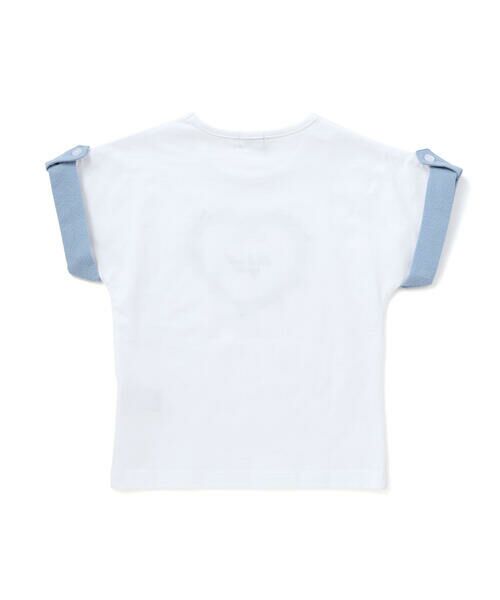 BeBe / べべ Tシャツ | ラベルロゴハートモチーフ袖切り替え天竺半袖Tシャツ(90~150cm) | 詳細5
