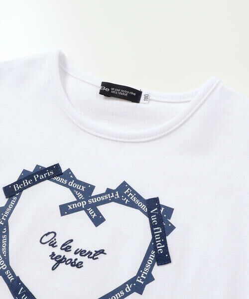 BeBe / べべ Tシャツ | ラベルロゴハートモチーフ袖切り替え天竺半袖Tシャツ(90~150cm) | 詳細6