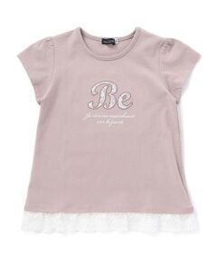 BeBe / べべ Tシャツ | 裾レースBeロゴパッチ刺しゅう天竺半袖Tシャツ(80~150cm)