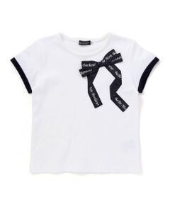 BeBe / べべ Tシャツ | グログランBIGリボンモチーフスムース半袖Tシャツ(80~160cm)