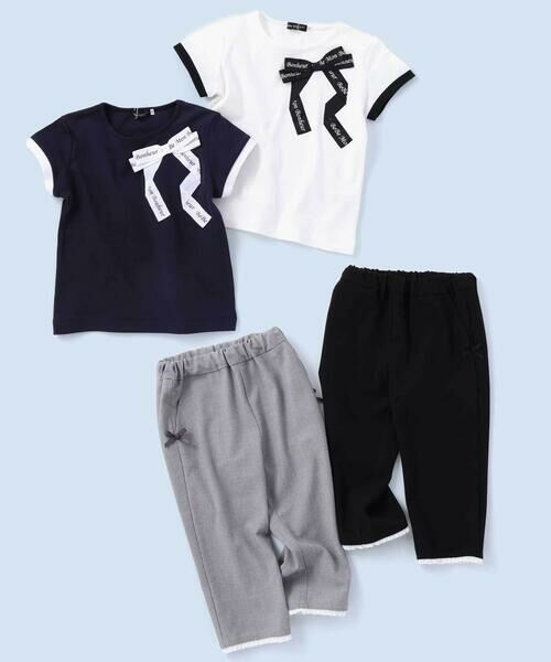 BeBe / べべ Tシャツ | グログランBIGリボンモチーフスムース半袖Tシャツ(80~160cm) | 詳細4