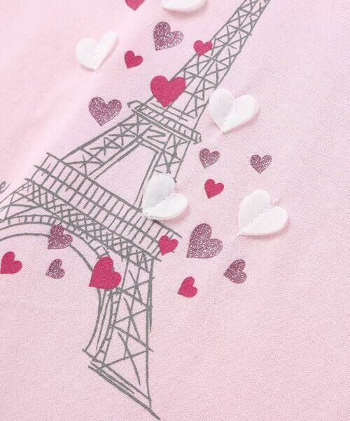 BeBe / べべ Tシャツ | 袖フリルエッフェル塔ハートモチーフ天竺半袖Tシャツ(80~150cm) | 詳細5