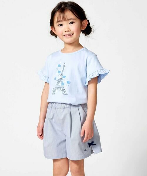 BeBe / べべ Tシャツ | 袖フリルエッフェル塔ハートモチーフ天竺半袖Tシャツ(80~150cm) | 詳細10