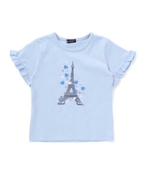 BeBe / べべ Tシャツ | 袖フリルエッフェル塔ハートモチーフ天竺半袖Tシャツ(80~150cm) | 詳細11