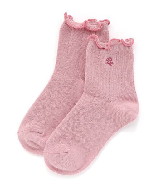 BeBe / べべ ソックス | メロウフリルレース編みクルーソックス(11~24cm)(ピンク)