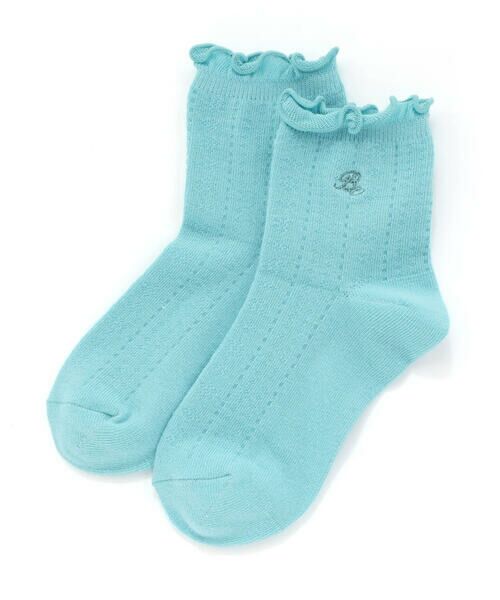 BeBe / べべ ソックス | メロウフリルレース編みクルーソックス(11~24cm)(グリーン)